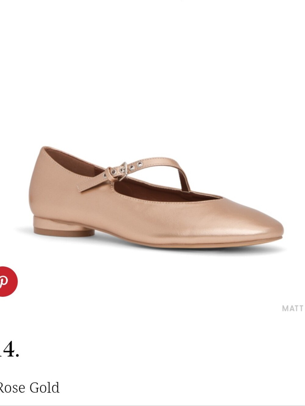 Matt & Nat Metallic Rose Gold Mary Jane Flats EU 39 Women's Vegan Ballet Shoes